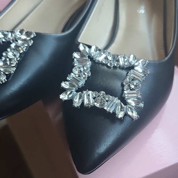 Berness Chic Black Embellished Women's Heels - Picture 3 of 5